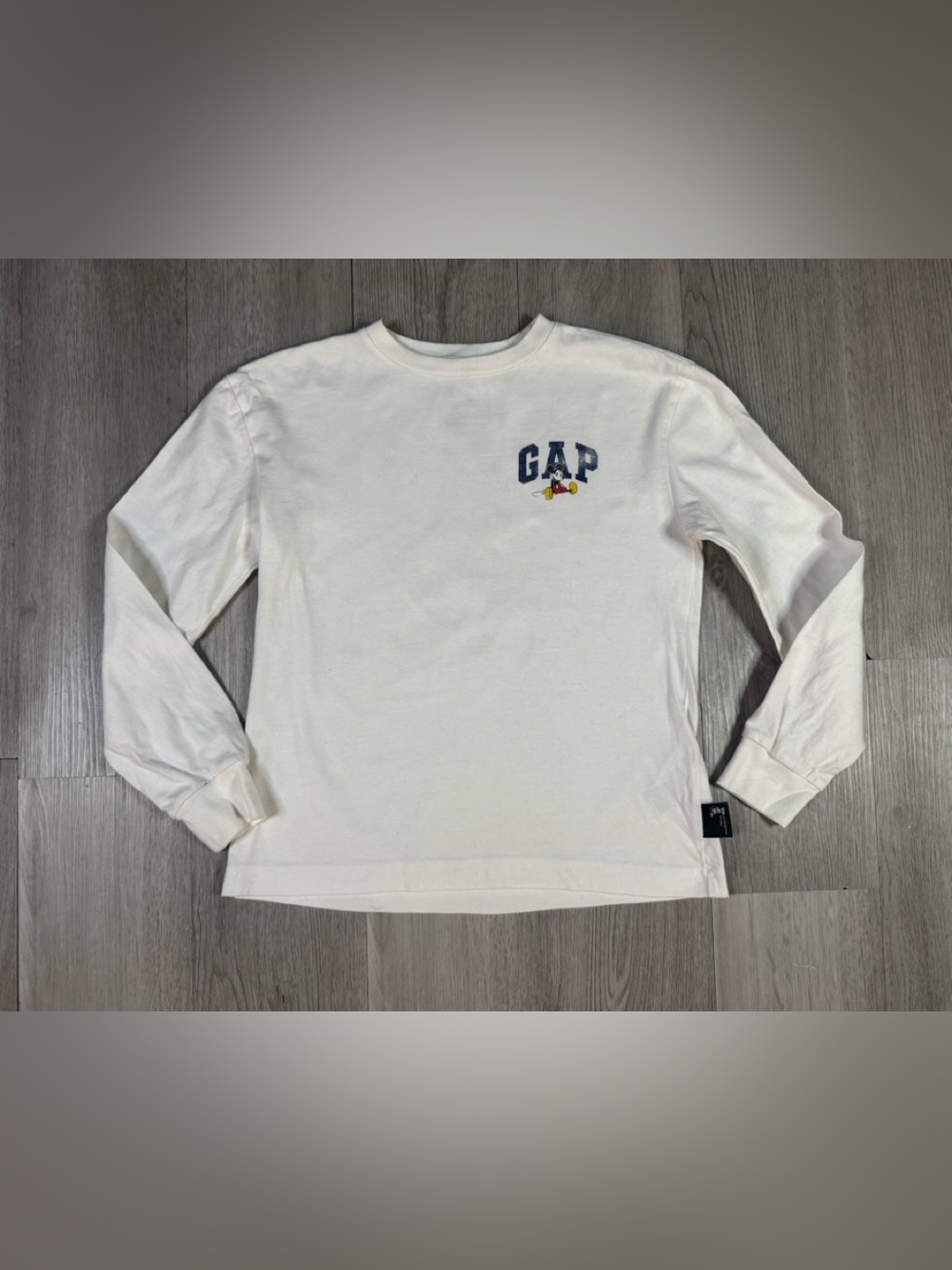 Gap x Disney Mickey Mouse Kids White Long Sleeve Crew Neck Graphic T-Shirt M